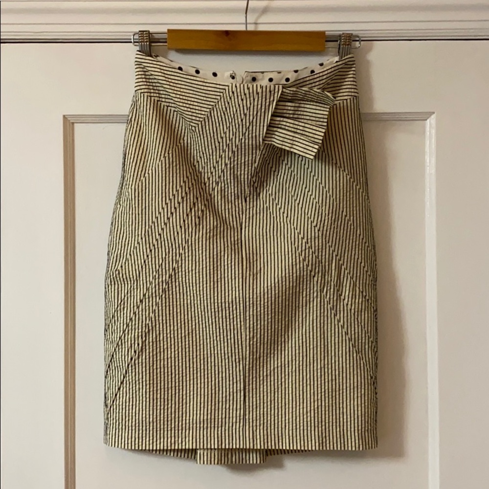 Eva Franco Ivory & Black Striped Pencil Skirt